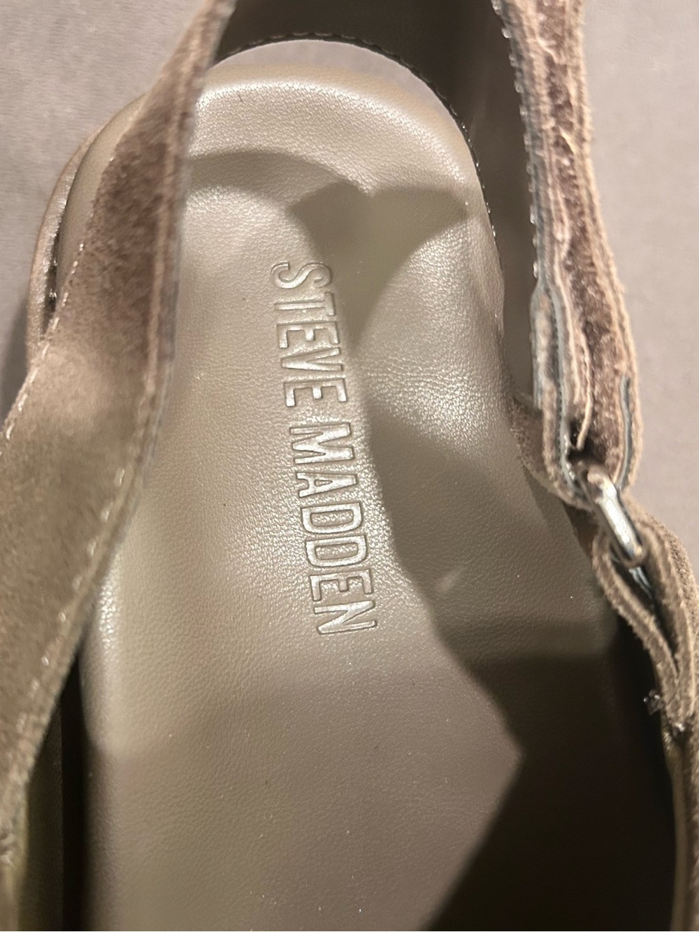 Steve Madden Mellow Taupe Suede Slingback Platform Clogs Women’s Shoes size 9 - Picture 7 of 9